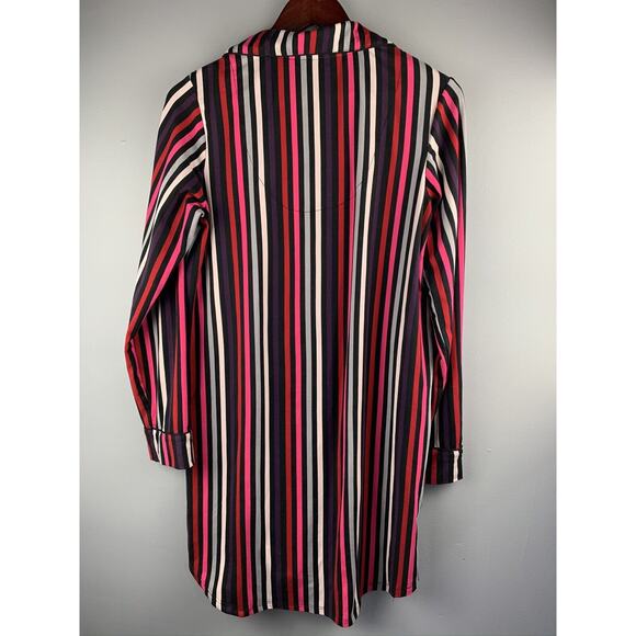 DKNY Sleepwear Top Womens Small Sleepwear Striped Button-Front Chest‎ Pocket - Picture 2 of 7